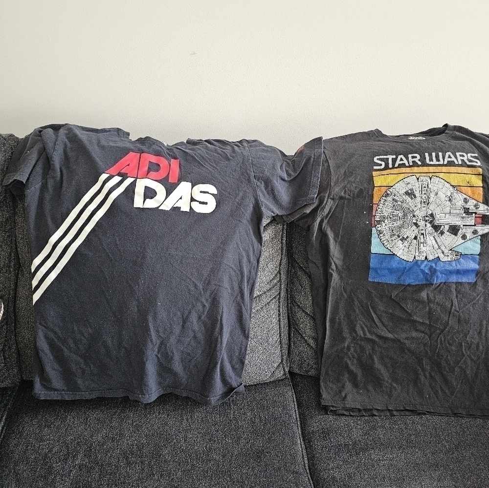 2 men shirts size large Adidas and Star Wars